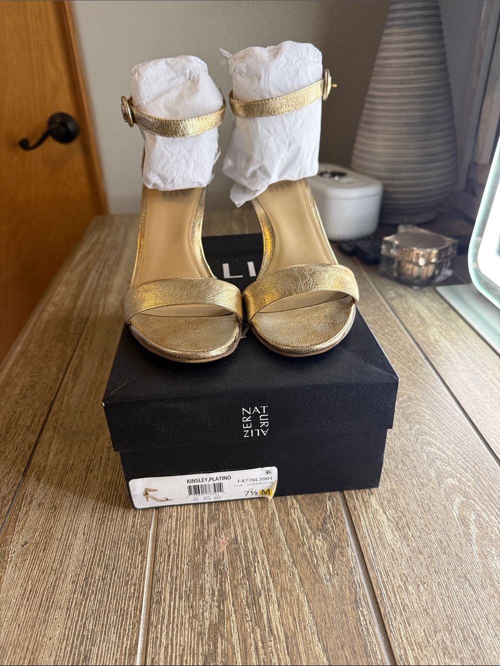 Naturalizer Gold Ankle-Strap Open-Toe Heels